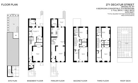 Floor plan for 6 beds, 3.5 baths, 3572 sqft